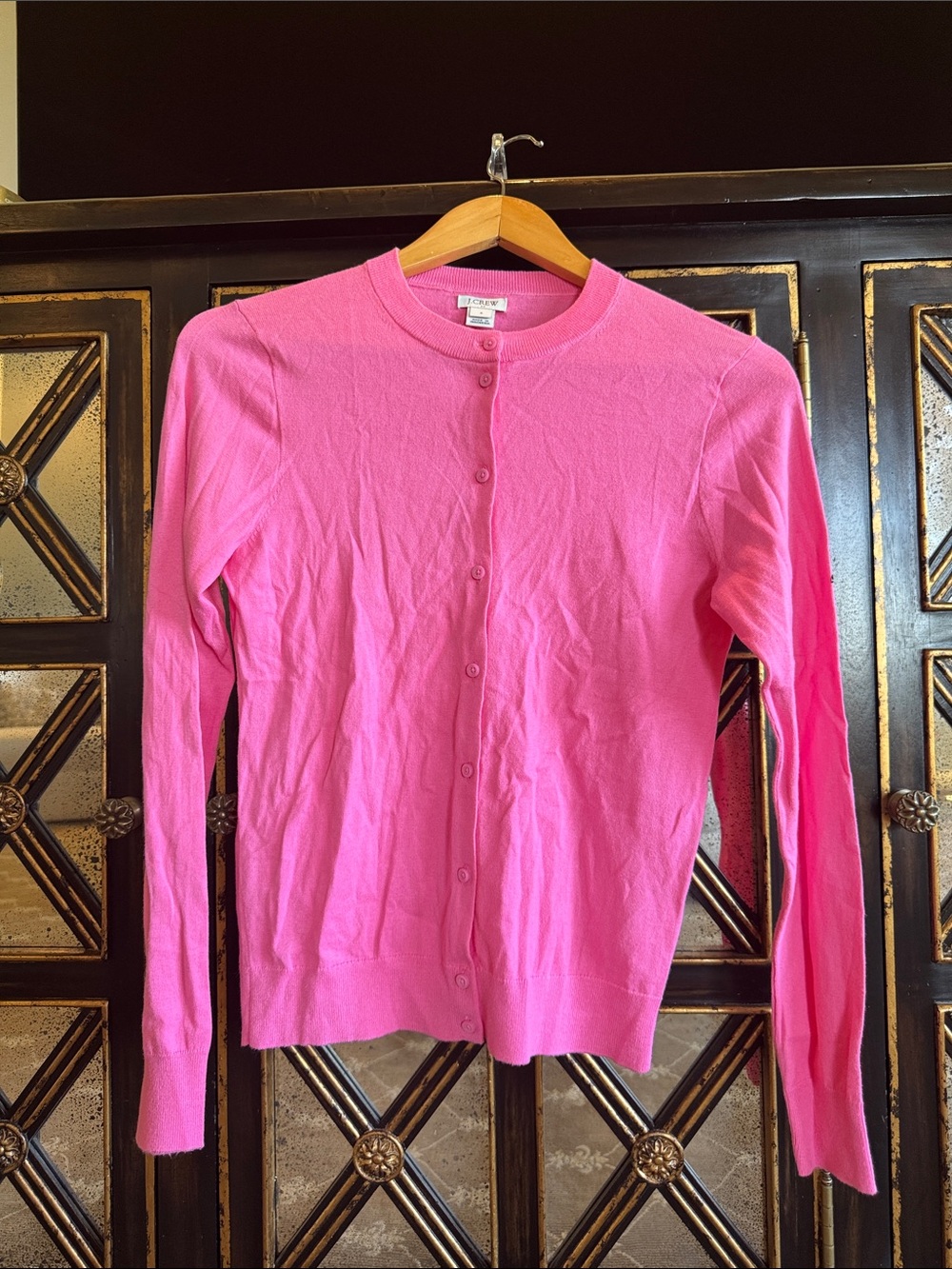 J. Crew Pink Button-Front Crewneck Cardigan